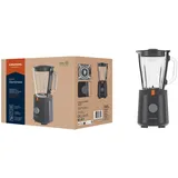 Grundig SM 5320 Standmixer, 1,5 Liter Glasbehälter, 600 Watt, 4-fach Edelstahlmesser, 2 Geschwindigkeitsstufen + Puls-Funktion, Spülmaschinengeeigneter Glasbehälter, Grau/Terracotta