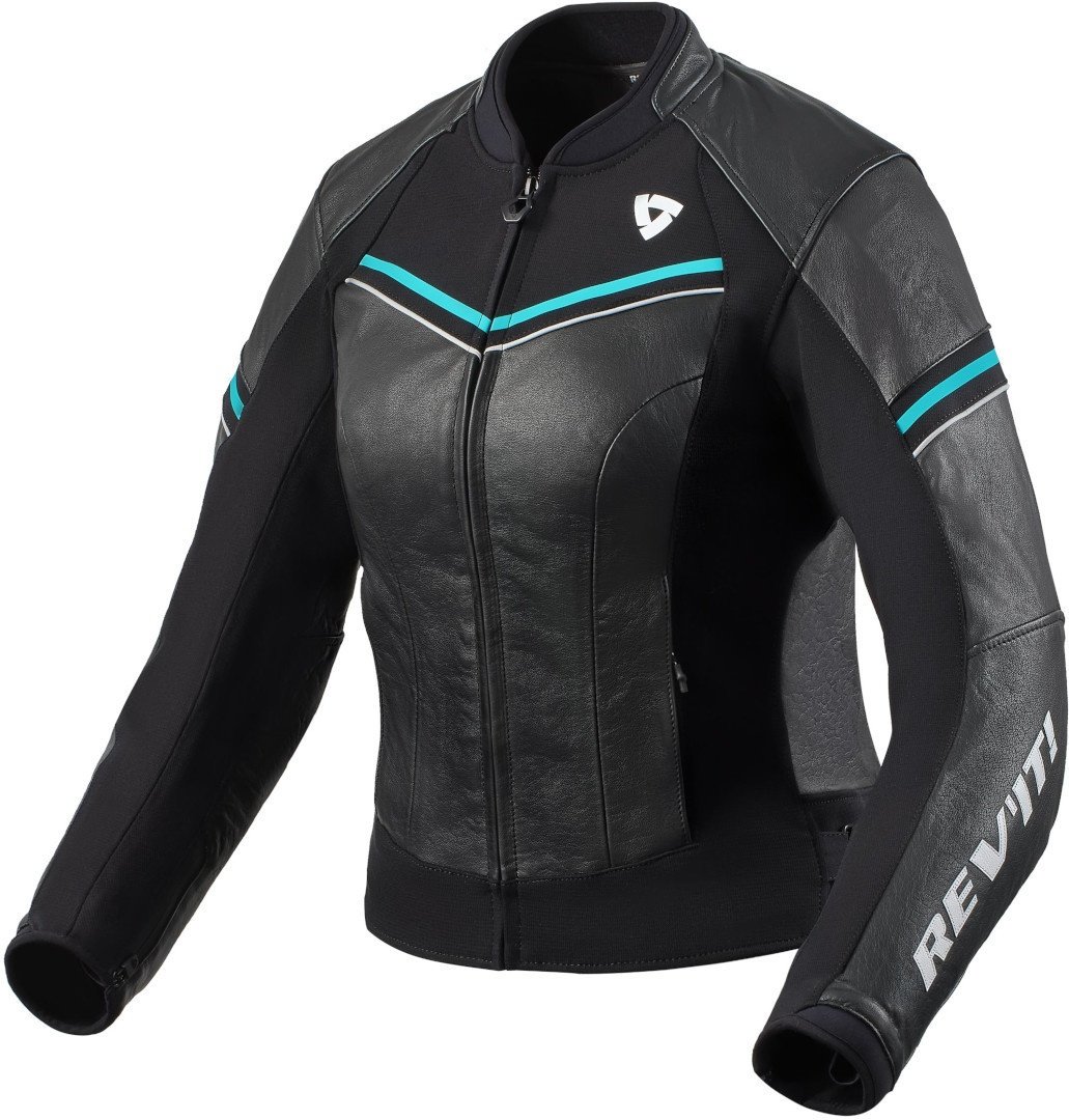 Revit Median Damen Motorrad Lederjacke, schwarz-blau, Größe 38