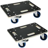 ECD Germany 2er Set Transportroller mit Feststellbremse, 35x50 cm, 800kg Siebdruckplatte, PP-Räder, Transporthilfe Umzug,