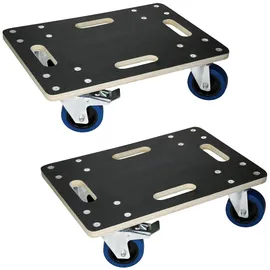 ECD Germany 2er Set Transportroller mit Feststellbremse, 35x50 cm, 800kg Siebdruckplatte, PP-Räder, Transporthilfe Umzug,