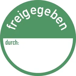 freigegeben durch:, Folie, wiederablösbar, Ø 50 mm, 500 Stück/Rolle