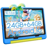 BUFO Kinder Lern-Tablet mit Elternkontrolle 10'' Android, 64GB Tablet (10", 64 GB, Android 16, Kids Bumper blau) blau
