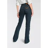 Arizona Bootcut-Jeans "Comfort-Fit", Damen, Gr. 18, K-Gr, blau (dunkelblau), Denim/Jeans, Obermaterial: 98% Baumwolle, 2% Elasthan, Basic, bequem lang, Jeans, ausgestellte Beinform, mit Eingrifftaschen, High-Waist
