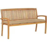 VidaXL Stapelbare Gartenbank mit Auflage 159 cm Massivholz Teak