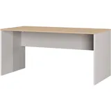 Germania Lissabon Schreibtisch kaschmir, lindberg-eiche rechteckig, Wangen-Gestell braun 158,0 x 79,0 cm