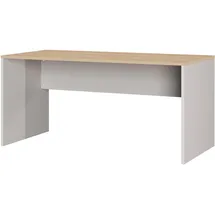 Germania Lissabon Schreibtisch kaschmir, lindberg-eiche rechteckig, Wangen-Gestell braun 158,0 x 79,0 cm