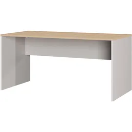 Germania Lissabon Schreibtisch kaschmir, lindberg-eiche rechteckig, Wangen-Gestell braun 158,0 x 79,0 cm