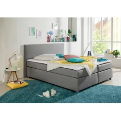 Boxspringbett INOSIGN "Eliana", grau, B:187cm L:210cm, Komplettbetten, Boxspringbett, inkl. Topper, in 4 Breiten, 3 Matratzenarten und 2 Härtegraden