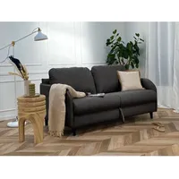 Bestmobilier - Cosmos - 3-sitzer schlafsofa - tägliche schlafgelegenheit matratze 11 cm - aus stoff - anthrazitgrau