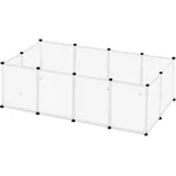 EUGAD Kaninchengehege, Meerschweinchen Gehege, Welpenlaufstall, Kleintiergehege, Freilaufgehege formbar und höhenverstellbar, 145x46x75cm, Transparent 35x45cm/Panel