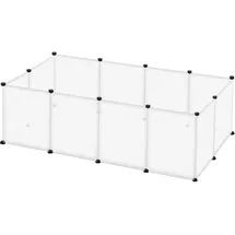 EUGAD Kaninchengehege, Meerschweinchen Gehege, Welpenlaufstall, Kleintiergehege, Freilaufgehege formbar und höhenverstellbar, 145x46x75cm, Transparent 35x45cm/Panel