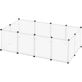 EUGAD Kaninchengehege, Meerschweinchen Gehege, Welpenlaufstall, Kleintiergehege, Freilaufgehege formbar und höhenverstellbar, 145x46x75cm, Transparent 35x45cm/Panel