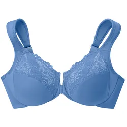 GLAMORISE Vorderverschluss-WonderWire-BH - Blau Unterwäsche   Damen 