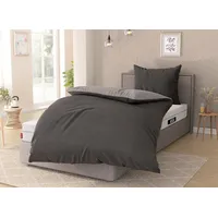 Bett1.de Bodyguard Flanell Silber/Anthrazit 155 x 220 cm + 80 x 80 cm