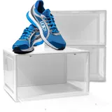 BITUXX LEX21 Schuhbox Stapelbar Aufbewahrungsbox Kunststoffbox Schuhkasten Schuhkarton Schuhorganizer bis Gr.47 (Weiß, 3er Set)