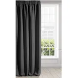 Eurofirany Logan Vorhang Blickdicht, Blackout, Satin Verdunkelungsvorhang mit Kräuselband-1 STK. Elegant, Glatt, Einfarbig, Wohnzimmer, Schlafzimmer, Schwarz, 135x270 cm