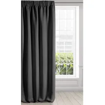 Eurofirany Logan Vorhang Blickdicht, Blackout, Satin Verdunkelungsvorhang mit Kräuselband-1 STK. Elegant, Glatt, Einfarbig, Wohnzimmer, Schlafzimmer, Schwarz, 135x270 cm