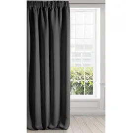 Eurofirany Logan Vorhang Blickdicht, Blackout, Satin Verdunkelungsvorhang mit Kräuselband-1 STK. Elegant, Glatt, Einfarbig, Wohnzimmer, Schlafzimmer, Schwarz, 135x270 cm