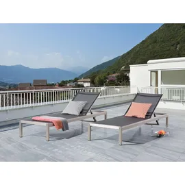 Beliani Sonnenliege 198 x 64 x 93 cm Schwarz/Silber