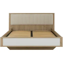 Bett GAMI "MANAE", beige (natur, weiß), B:187cm H:104cm L:206cm, Betten, Bettgestell