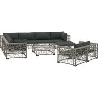 vidaXL Lounge Set 10-tlg. Polyrattan grau 46810