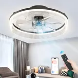 FIMEI Deckenventilator mit Beleuchtung 40cm, Fernbedienung & APP, 6-Gang-Umschaltventilatorbeleuchtung & Stufenloses Dimmlicht, Leiser Deckenventilator mit Lampen für Schlafzimmer, Timer