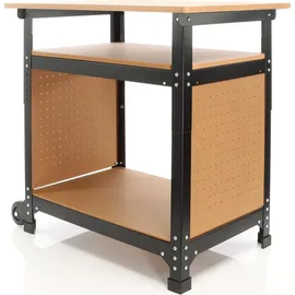 XPOtool Fahrbare Werkbank Holz/Metall 69 x 51 x 66-82 cm braun