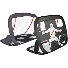 VOUNOT Pop Up Fußballtor 2er Set 120×80 cm, Kinder Fußballtore mit 2-in-1 Torwand & Netz, Tragbares Klappbares Fußballtor für Garten, Draußen & Training