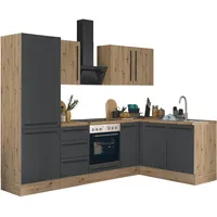 kochstation Winkelküche L-Form 270 x 165 cm schwarz