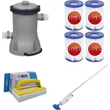 Bestway - Poolsauger AquaReach & Filterpumpe 2006 L/u & 4 Filter Typ II & WAYS Scheuerbürste