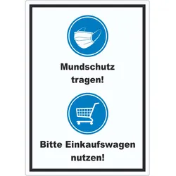 Mundschutz Einkaufswagen Aufkleber A2 (420x594mm)