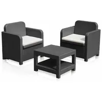 Outdoor Garten Lounge Sessel Grand Soleil Giglio Bar Rattan 2 Sitzer - Schwarz - Schwarz