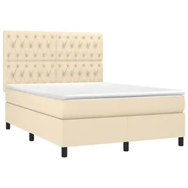 vidaXL Boxspringbett 140 x 200 cm Creme