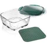 Genius Nicer Dicer Chef Glasschüssel inkl. Deckel & Silikonmatte backofengeeignet mit Deckel in smaragdgrün; A27054