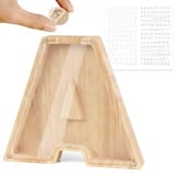 LEcylankEr Spardose Kinder Personalisierte A-Z Alphabet Sparbüchse Holz Spardose Dekoration Kreative groß Sparschwein als Geschenke für Geburtstag, Weihnachten und Thanksgiving (A)