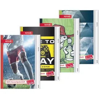 Brunnen 1046950 Hausaufgabenheft für clevere Faule (A5, 56 Blatt, Kunststoffeinband, mehrere Motive für Boys) - Sortiert