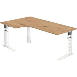 bümö Eckschreibtisch U-Serie Asteiche / Weiß