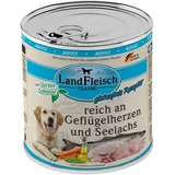 LandFleisch Dog Classic Geflügelherzen & Seelachs mit Gartengemüse 800g (Menge: 6 je Bestelleinheit)