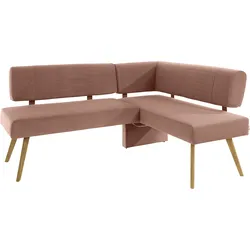 Eckbank OTTO PRODUCTS "Alessja", braun (zimt, eiche natur), B:192cm H:88cm T:152cm, Massivholz, Holzwerkstoff, Polyester, Sitzbänke, Breite langer Schenkel 192 oder 212 cm, Gestell aus Eiche Massivholz
