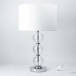 Designer Tischleuchte – chrom, E27, 60W – Wohnzimmerlampe / Nachttischlampe