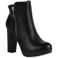VAN HILL Damen Plateau Boots in Schwarz