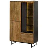MASSIVMOEBEL24.DE Vitrine Mango / Altholz 110x47x182 schwarz / natur