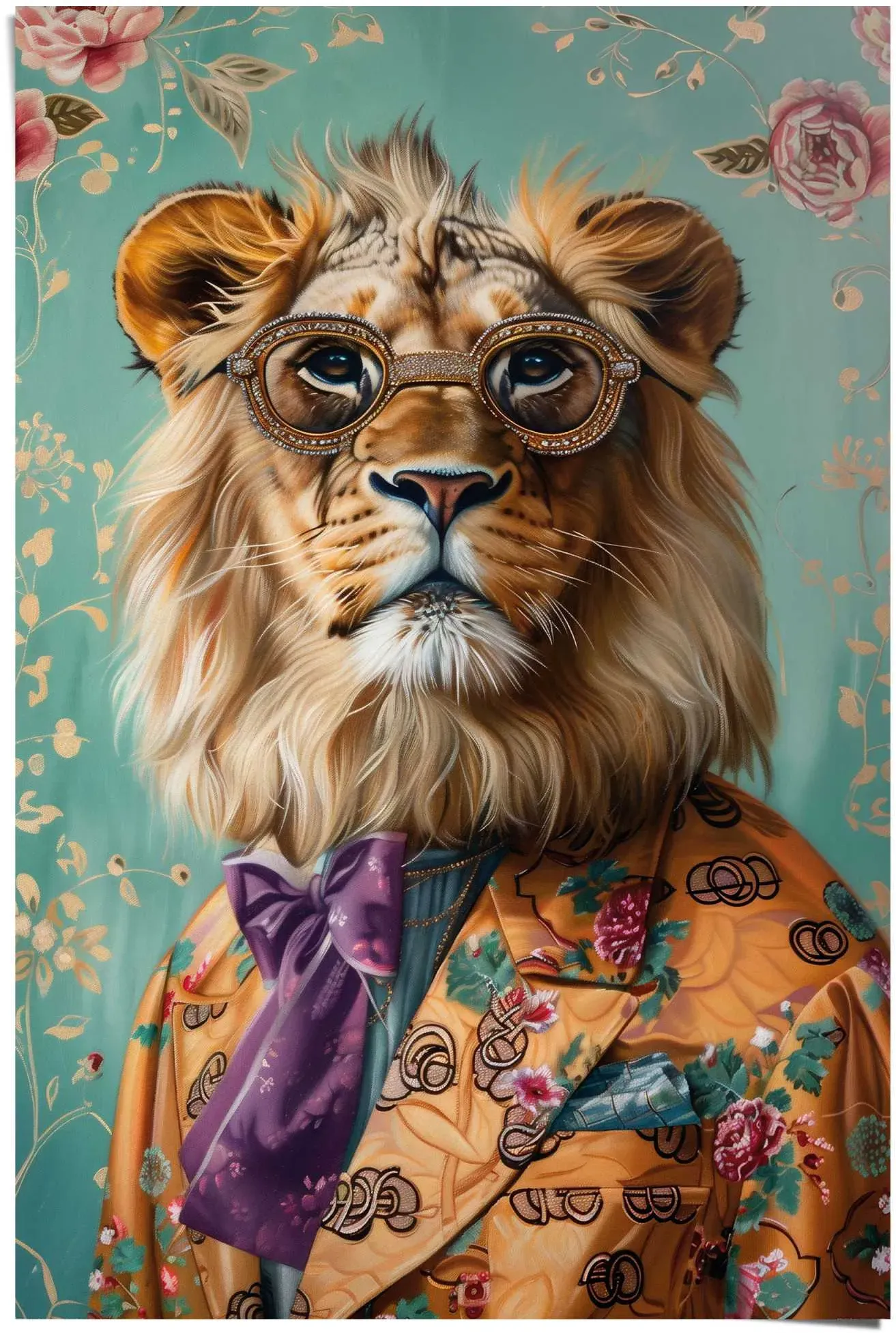 Poster REINDERS "Dandy Lion Portrait", bunt (farbe bild(er): mehrfarbig), B:61cm H:91,5cm T:0,1cm, Bilder, Wohnzimmer - Mehrfarbig - 150 gr. Papier - Humor - 61x91,5 cm