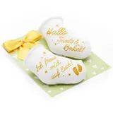 goldprintz I Ihr werdet Tante und Onkel I Schwangerschaft verkünden I goldig bedruckte Babysocken mit Herz Postkarte I Wir bekommen ein Baby verkünden I Verkündung Schwangerschaft I Babynews