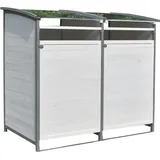 Mülltonnenverkleidung Weiß Doppelbox 2x 120L oder 240L Gartenbox Zinkdach - Weiß