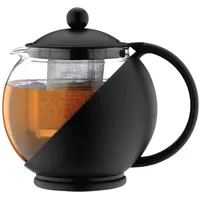 Café Olé Grunwerg Café Ole Loose Leaf Everyday Round Teekanne Infuser Basket Glas Teekanne, Schwarz, 1.20 Liter, 1200ml / 1.2