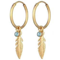 Elli Creolen Feder Kristall Boho 925 Silber goldfarben Damen 