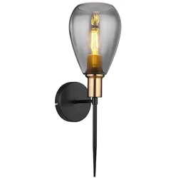 Wandleuchte, schwarz Glas rauch, H 48 cm
