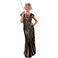 Amakando Traumhaftes 20er-Jahre-Kleid mit Pailletten/Gold-Schwarz 38/40 (S/M) / Elegantes Art Deco Hollywood Kostüm für Frauen/Passend gekleidet zu Mottoparty & Fasching