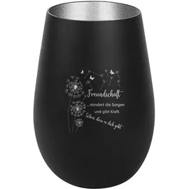 der-porzellan-laden Windlicht mit Gravur Freundschaft 0 g Schwarz/Silber